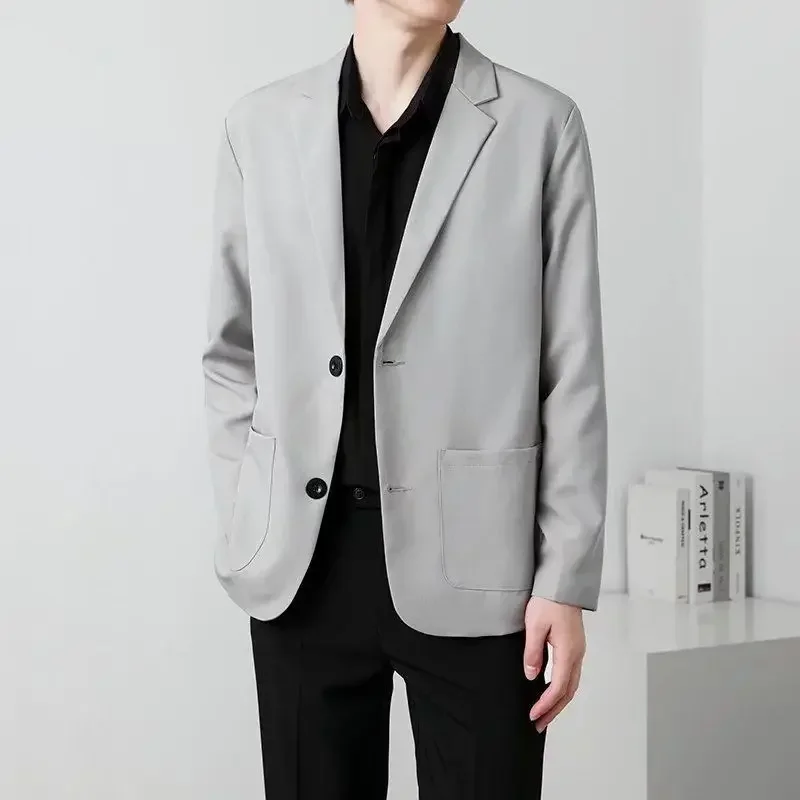 thumbnail image 1 of Chaqueta marrón de gran tamaño para hombre, trajes largos y blazers, abrigos, moda 2024, novedad en botonadura sencilla, 1 of 5
