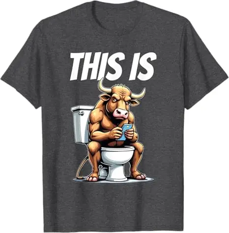 Stier sitzt auf einer Toilette und spielt mit einem Smartphone-T-Shirt, Humor, lustiger sarkastischer Witz, Spruch-T-Shirt, Y2k-Design, Streetwear – Detail 9