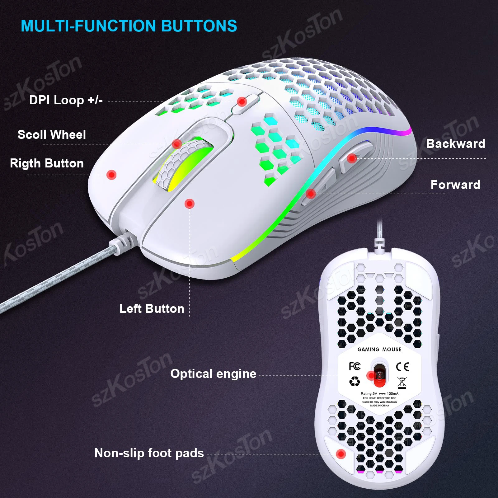 RGB Honeycomb Gaming Mouse 6