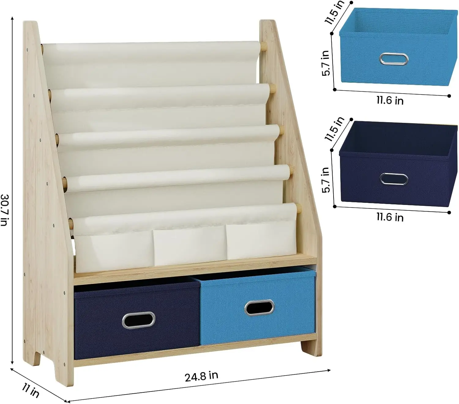 4-Tier Wooden Kids Book Rack with Toy Storage 2