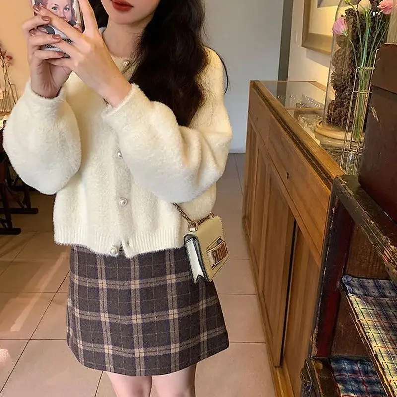 

Женский осенне-зимний вязаный кардиган из искусственного бархата, однотонный Свободный кардиган в Корейском стиле