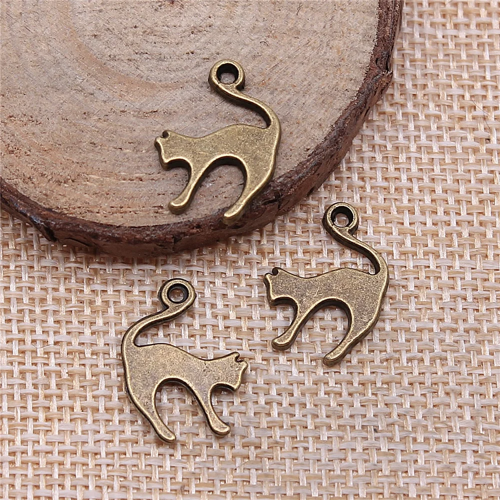 WYSIWYG 20pcs 19x14mm 펜 던 트 고양이 고양이 매력 펜 던 트 쥬얼리 만들기 2 색 고양이 펜 던 트