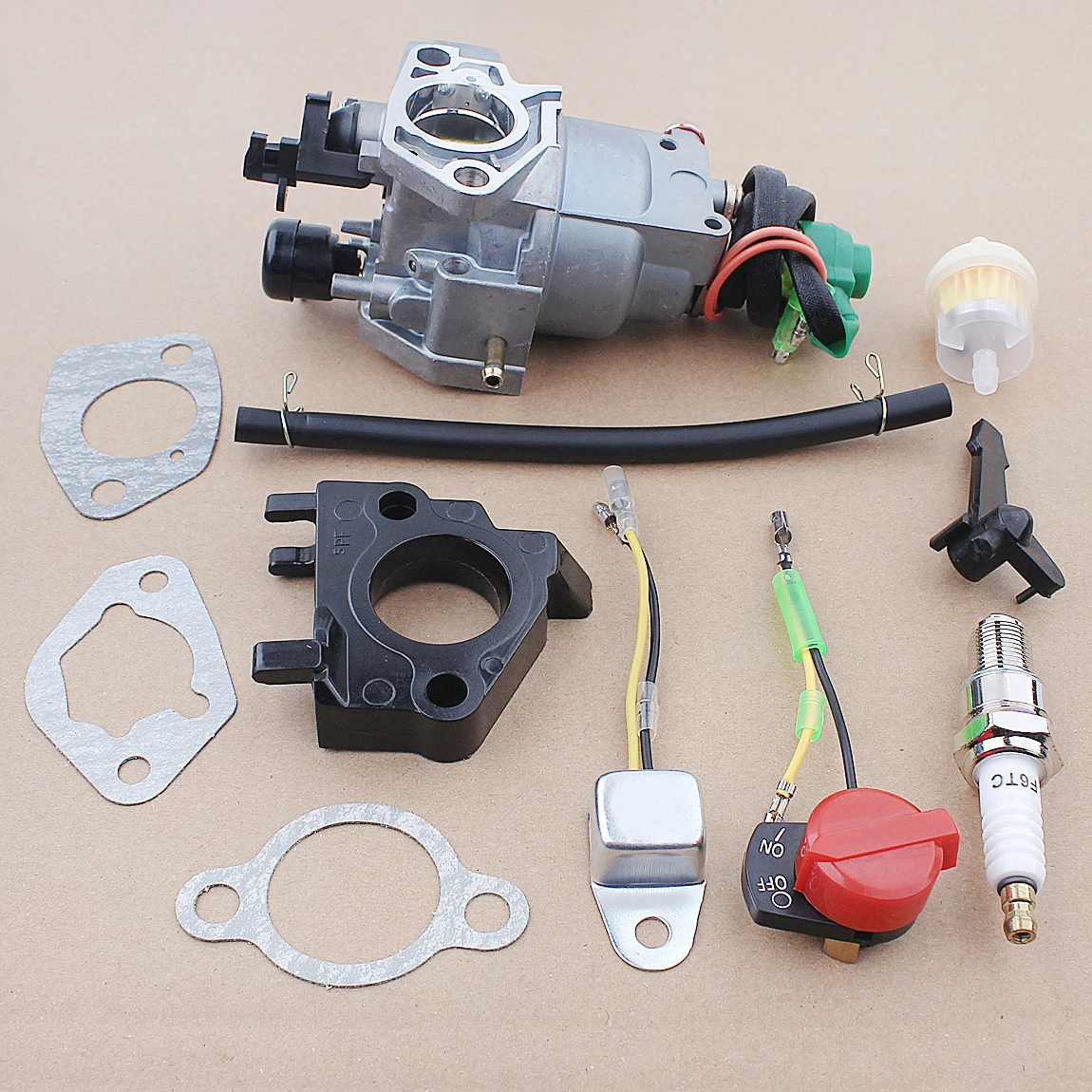 Carburetor For Honda GX340 11HP GX390 13HP Engine with Spark Plug Air Filter Charging Kit 16100-ZF6-V01 5