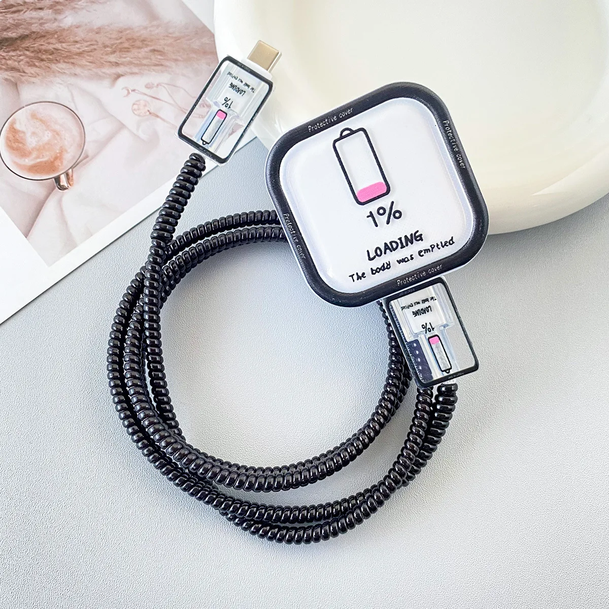 40W Simple Charger Protector Case with USB Cable Cover and Data Cord Winder