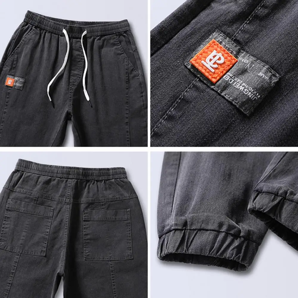 Description Picture 4 of itemMen Casual Workwear Pants Men Trousers Men's Cargo Pants with Drawstring Waist Ankle Bands Soft Warm Trousers with for Fall