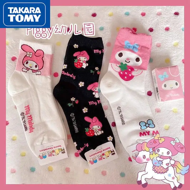 

TAKARA TOMY Spring and Summer Thin Section Girl Cotton Hello Kitty Cartoon Cute Socks Students Sweet Moisture Wicking Socks