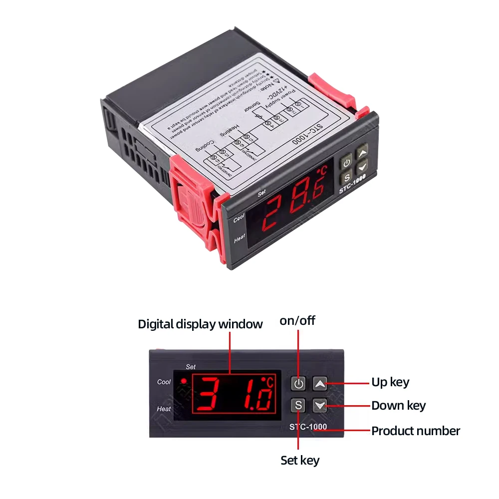 STC-1000 LED 디지털 온도 컨트롤러 인큐베이터 냉장고 온도 조절기 릴레이 가열 냉각 220V 용 온도 조절기
