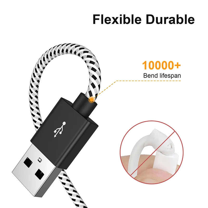 CableCreation 내구성 강화 짧은 USB A to Micro USB 나일론 편조 케이블 480Mbps 고속 데이터 동기화 및 고속 충전 기능 지원