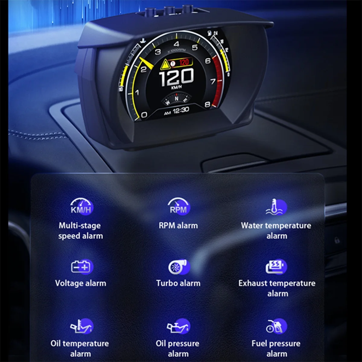 ڵ HUD    Ÿ   ÷, ֽ OBD2 + GPS + M Ʈ  溸, ڵ   µ RPM