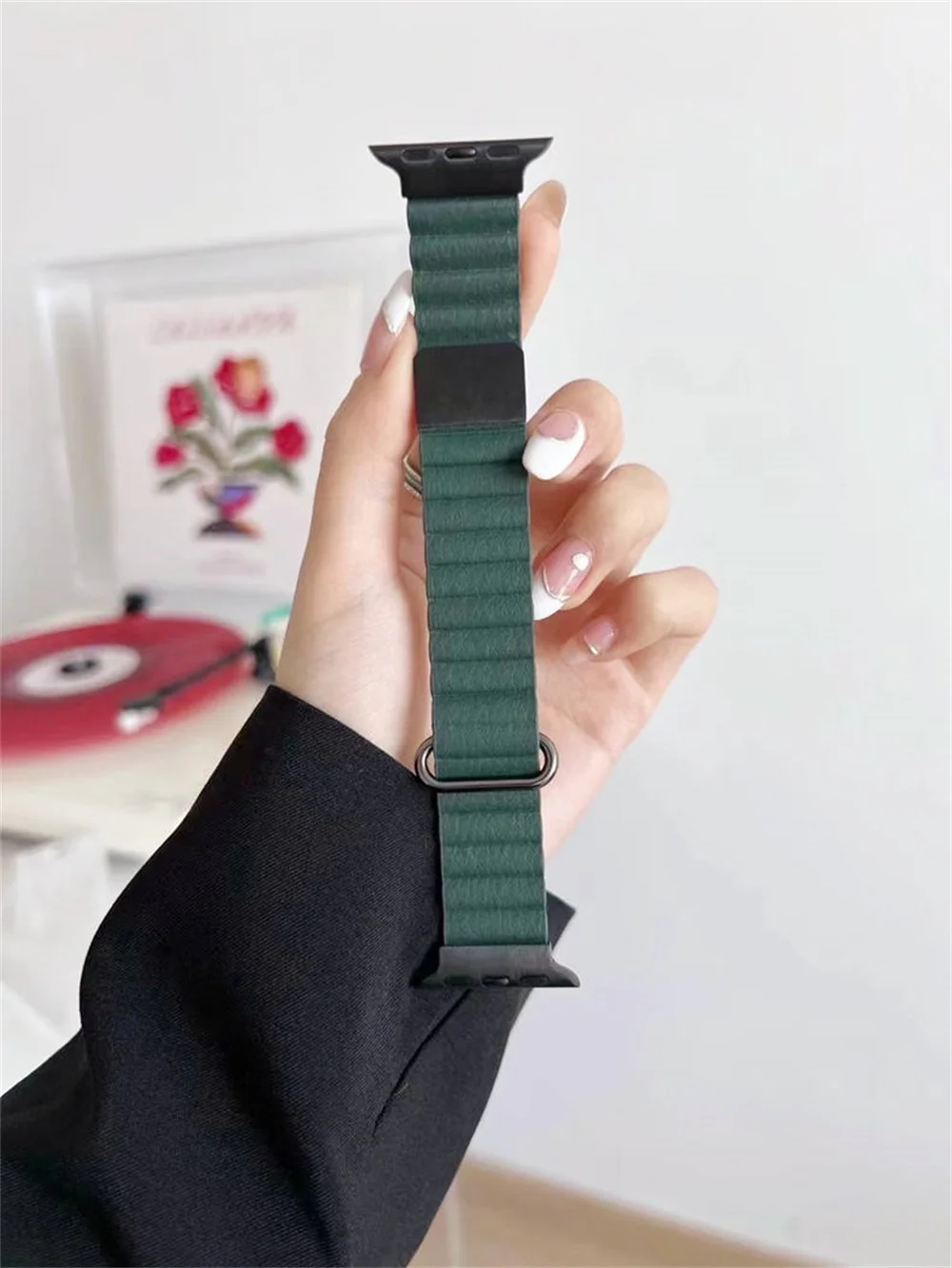 Correia de couro para Apple Watch Band, 49mm, 45mm, 41mm, 44mm, 40mm, 38mm, 42mm, pulseira magnética, Correa iWatch, Ultra2, 9, 8, 5, 6, 7