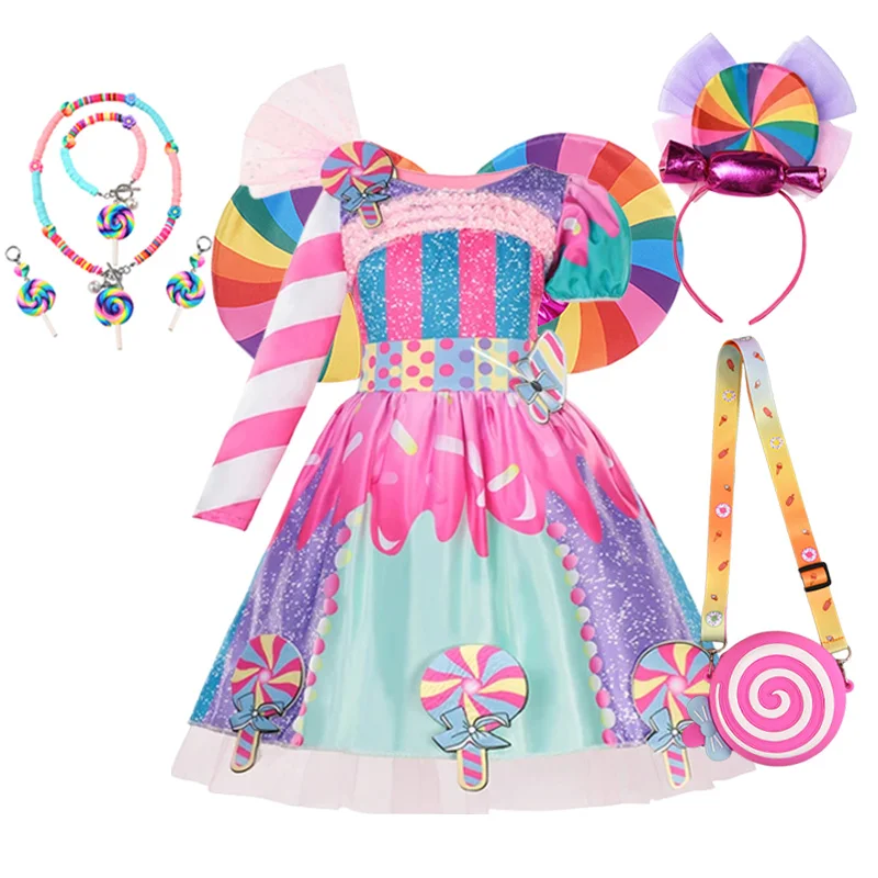 2-10Y Carnival Rainbow Candy Costume Kids Cosplay Lollipop