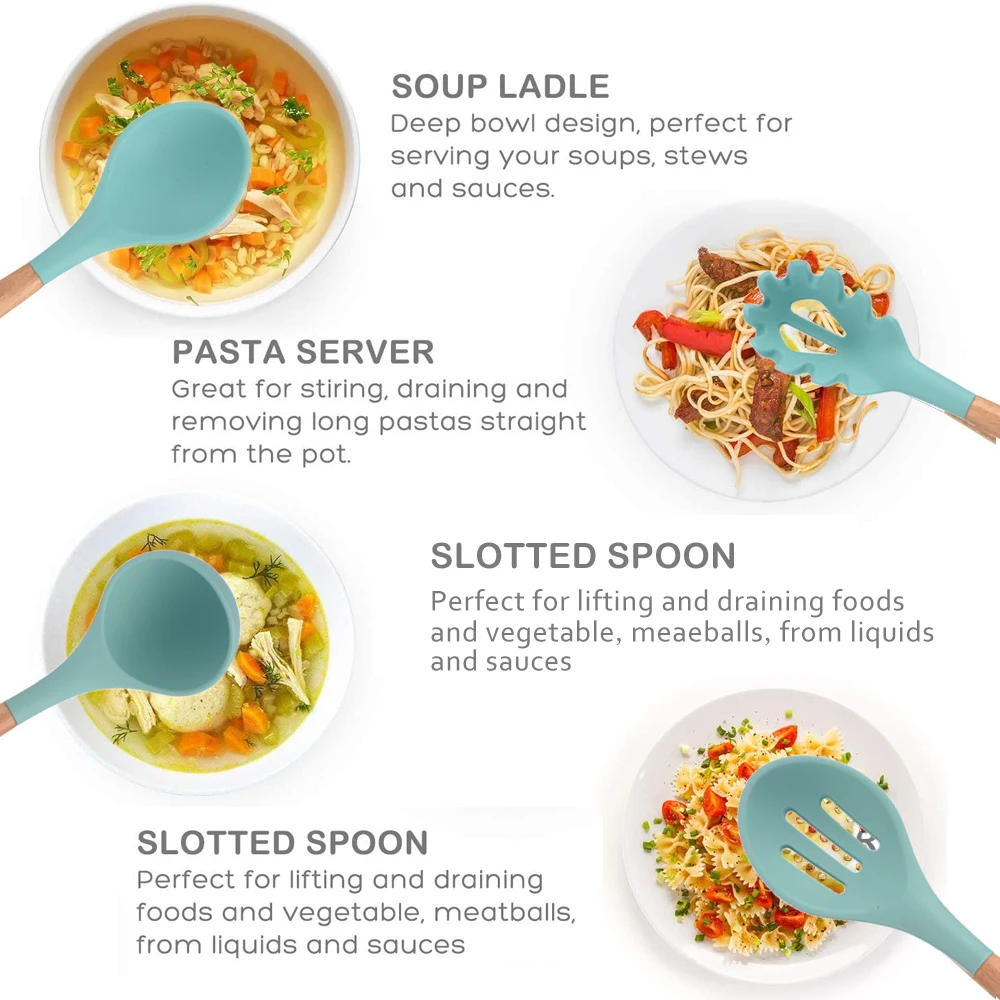Silicone Kitchenware Cooking Utensils Heat Resistant Kitchen Non-Stick Cooking Utensils Kitchen Baking Tools with Storage Box