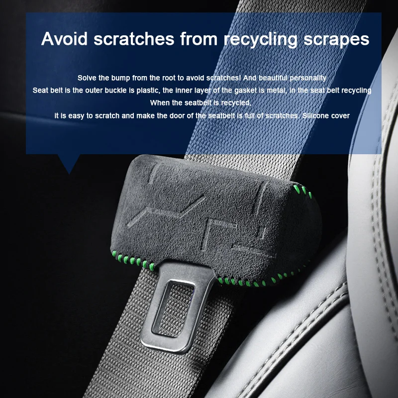 지크르 001 007 GT 009 7X용, 이탈리아 스웨이드 자동차 앞좌석 및 뒷좌석 안전벨트 버클 커버 스웨이드 슬리브 B필러 충돌 방지 자동차 액세서리