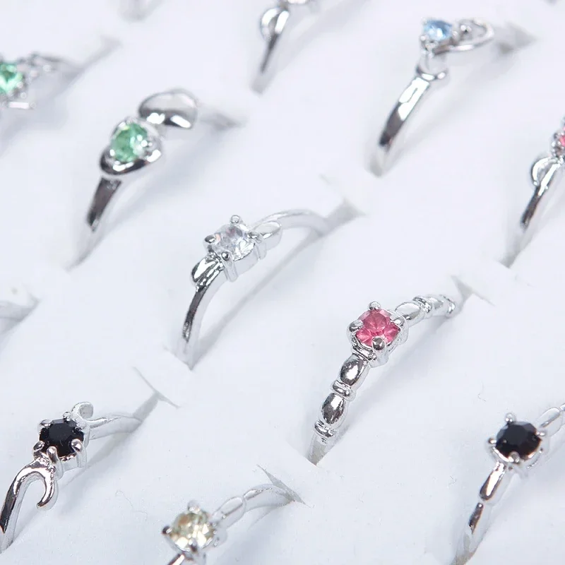 Women Wedding Engagement Jewelry Gifts 30Pcs Lot Fashion Mix Style Zircon Heart Love Rings Accessories - 2