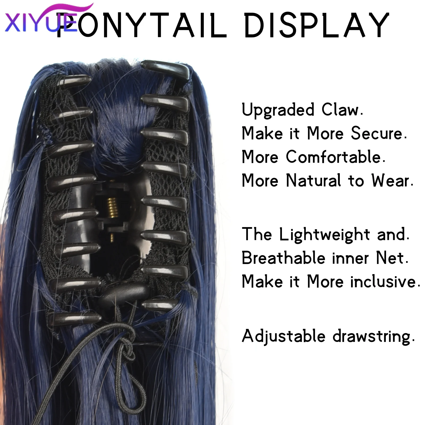 32Inch Synthetic Long Straight Claw Clip On Ponytail Hair Extensions Heat Resistant Ponytail Blonde Black Hairpiece for Women