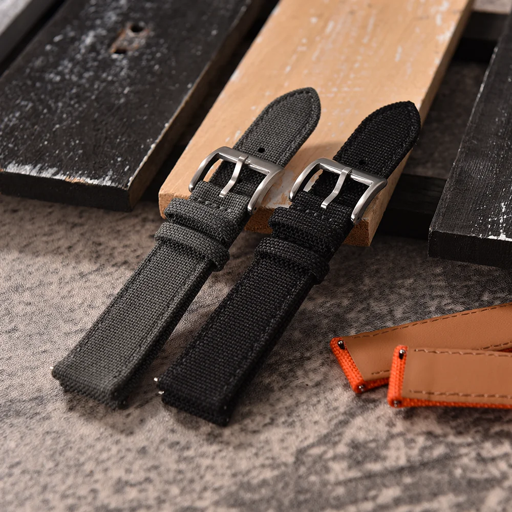 Hybrid Leather Nylon Quick Release Waterproof Sport Watch Band - Durable High-Quality Strap