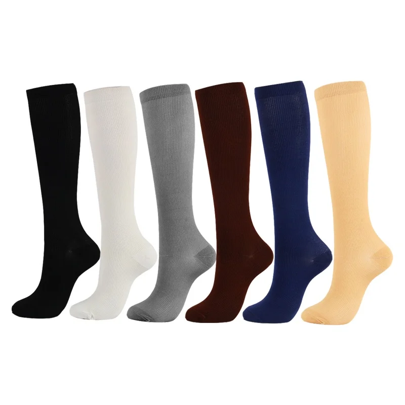 

New Amazon Hot Sports Cycling Men and Women Socks Running Comfortable Colorful Solid Color Compression Stockings F