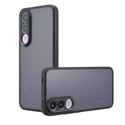 Acrylic Matte Shockproof Phone Case with Transparent Back and Bumper Protection for VIVO V70 FE (Black)