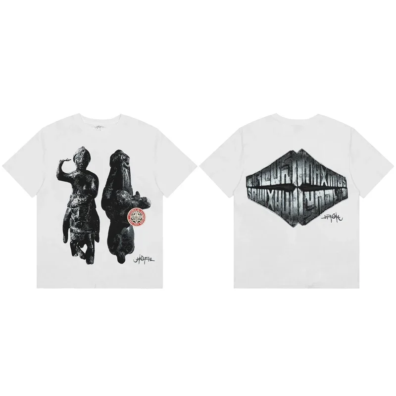

GYM Summer New Cactus Jack Short Sleeve T-shirt Vintage Print Street Men Women Couple Loose Casual UTOPIA O-Neck Tshirts