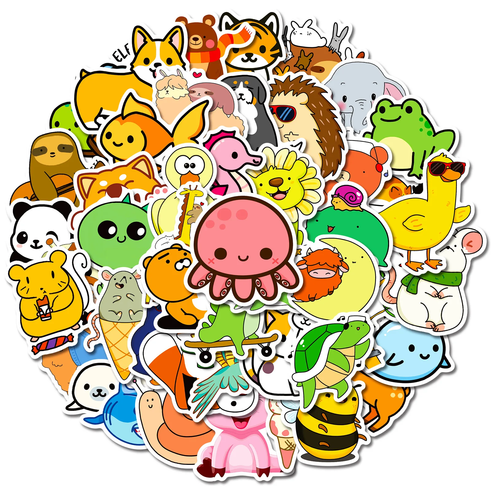 10/30/50Pcs Cute Animal Waterproof Graffiti Sticker Aesthetic Decorative Luggage Laptop Cup Phone Fridge Scrapbook Kids Stickers 10 30 50pcs cartoon animal owl cute stickers fridge guitar laptop motorcycle luggage skateboard pvc graffiti cool sticker toys