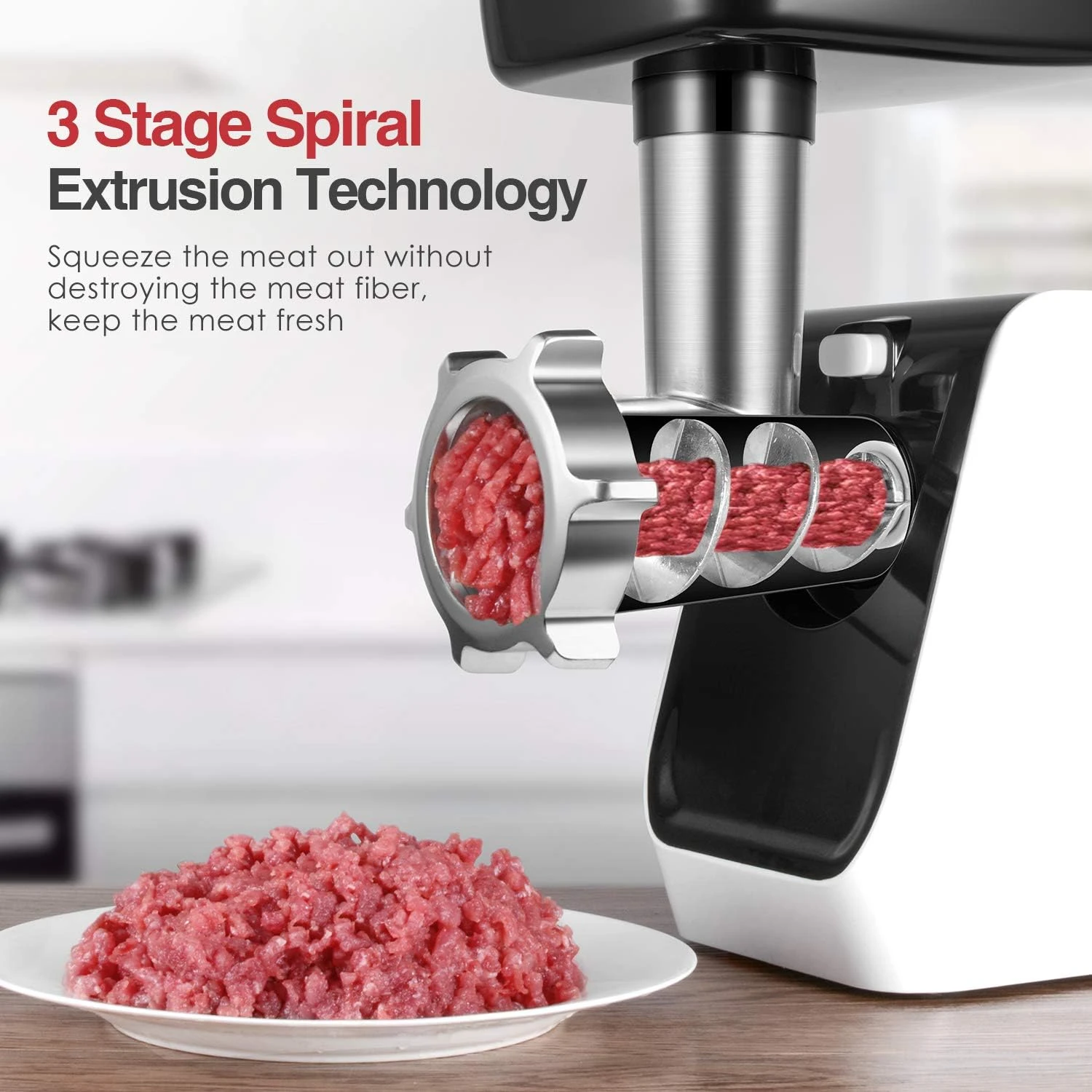 

Meat Grinder, 5 in 1 Heavy Duty Meat Mincer Sausage Stuffer Machine, 2000W MAX Stainless Steel Food Grinder with Sausage & K