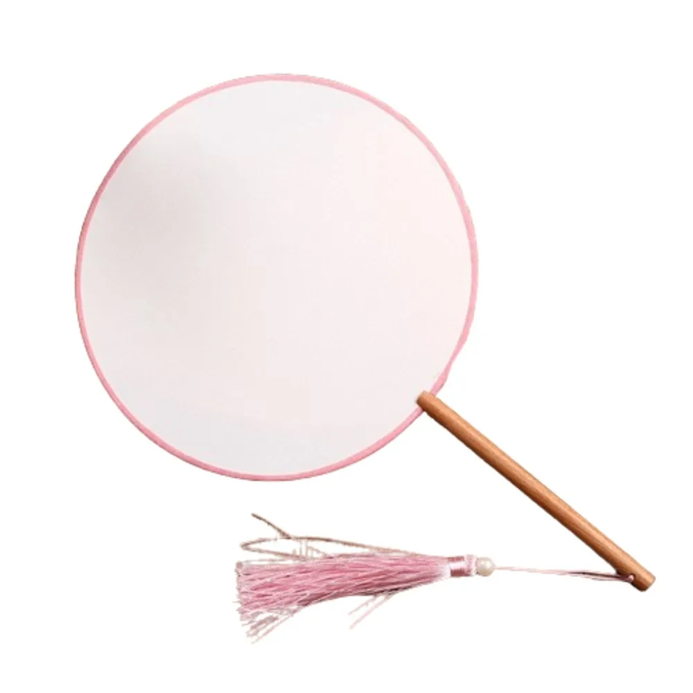 Vintage-Style Hand Fan with Tassel - Elegant Unfinished Art