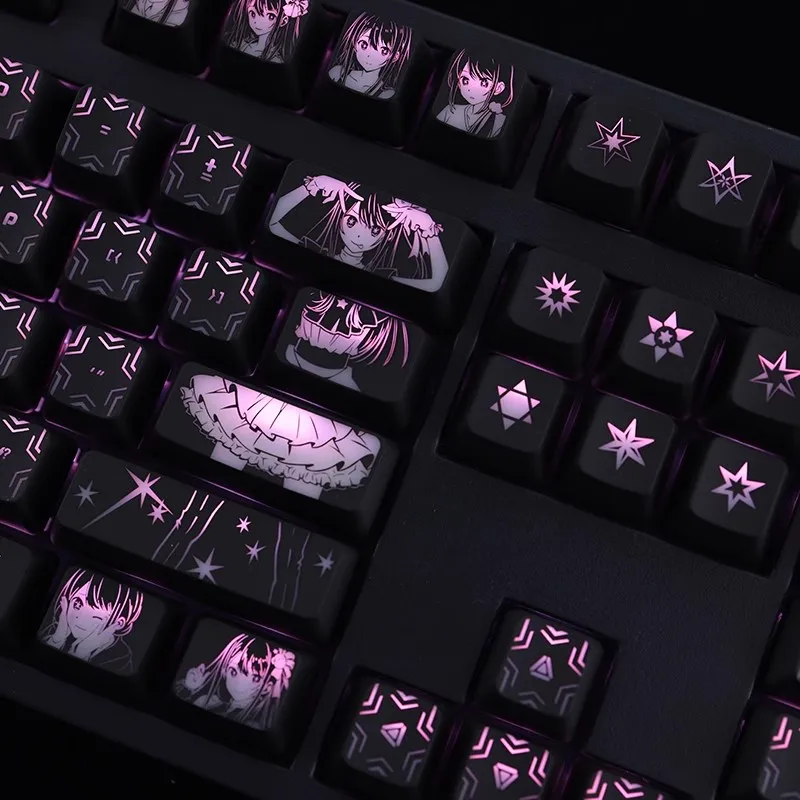 Conjunto de Teclas Retroiluminadas Oshi no ko Hoshino ai para Logitech G610 g Pro x Razer Blackwidow Huntsman Corsair K70 K95 K100 Caps 1 - Imagem 3