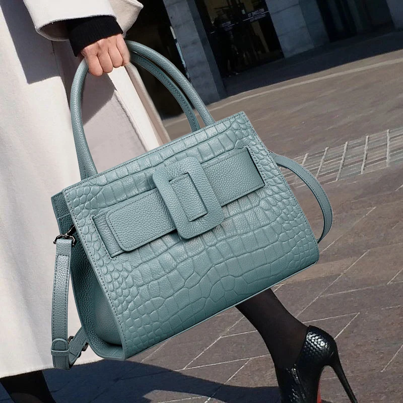 

Genuine Leather Women's Bag New 2023 Fashion Large Capacity Shoulder Messenger Bag Women's Handbag Elegant Crocodile Pattern