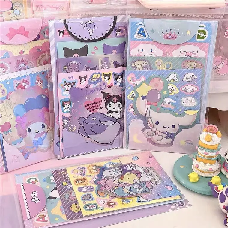 

Японский и корейский мультяшный набор Sanrio, милая наклейка с изображением девушки, сердца, Kuromi, My Melody
