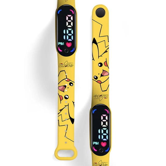 New Pokemon Electronic Watch Pikachu Cartoon Digital Electronic Waterproof LED Watch Wristband Children's Toy Christmas Gift color 1pcs
