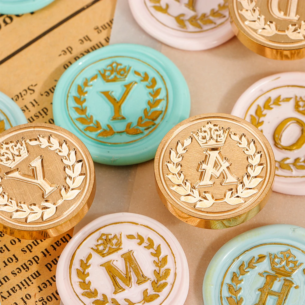 26mm Curlicue European Letter Seal Head With Crown Wax Seal Stamps Metal Head DIY Stamp Envelope Wedding Invitations Sealing