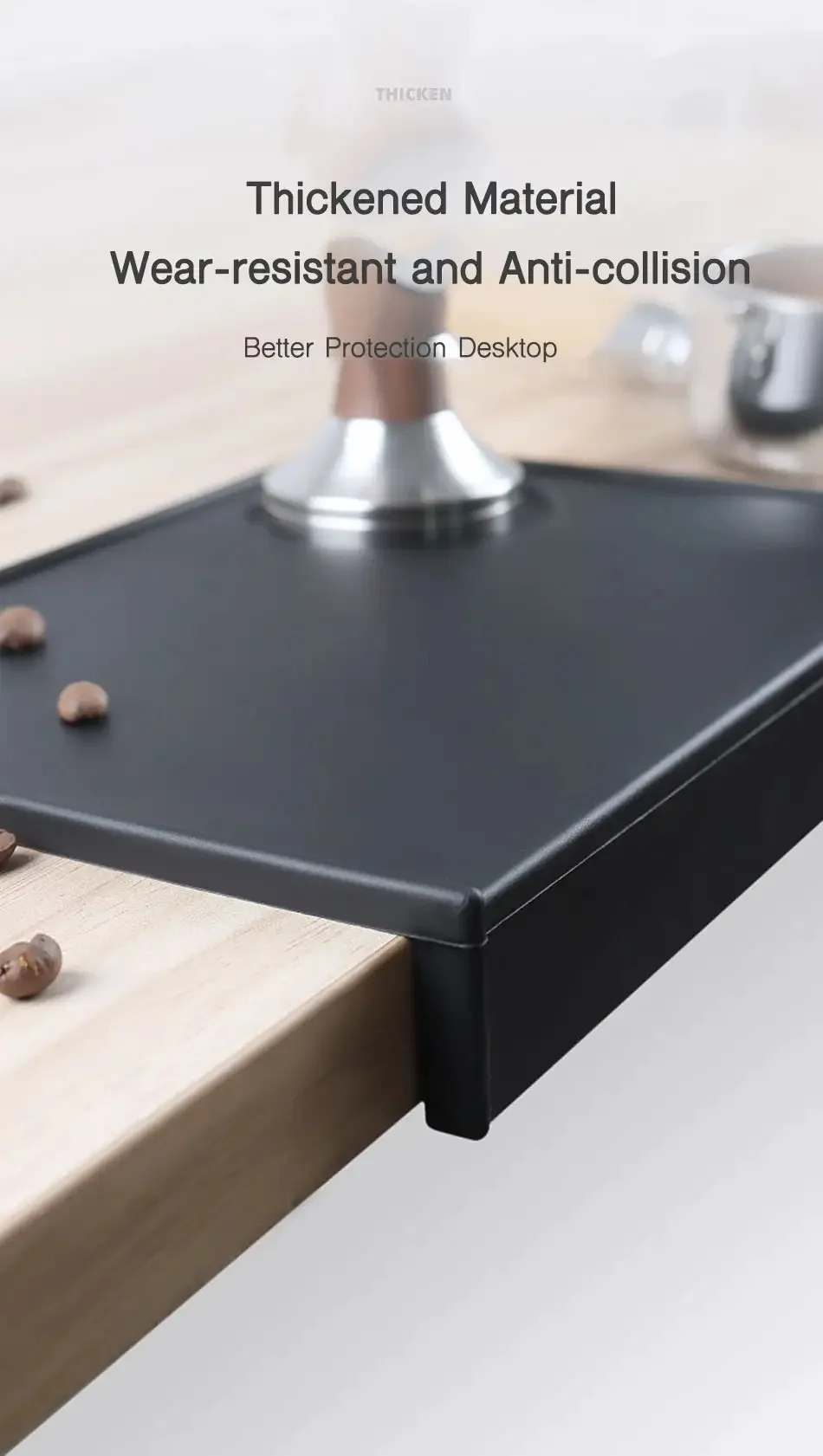 Anti-Rutsch-Kaffee-Manipulationsmatte, lebensmittelechtes Silikon-Pad, Espresso-Kaffee-Tamper-Ecke, schwarz, verdickte Matte für Büro, Bar, Geschäft – Detail 5