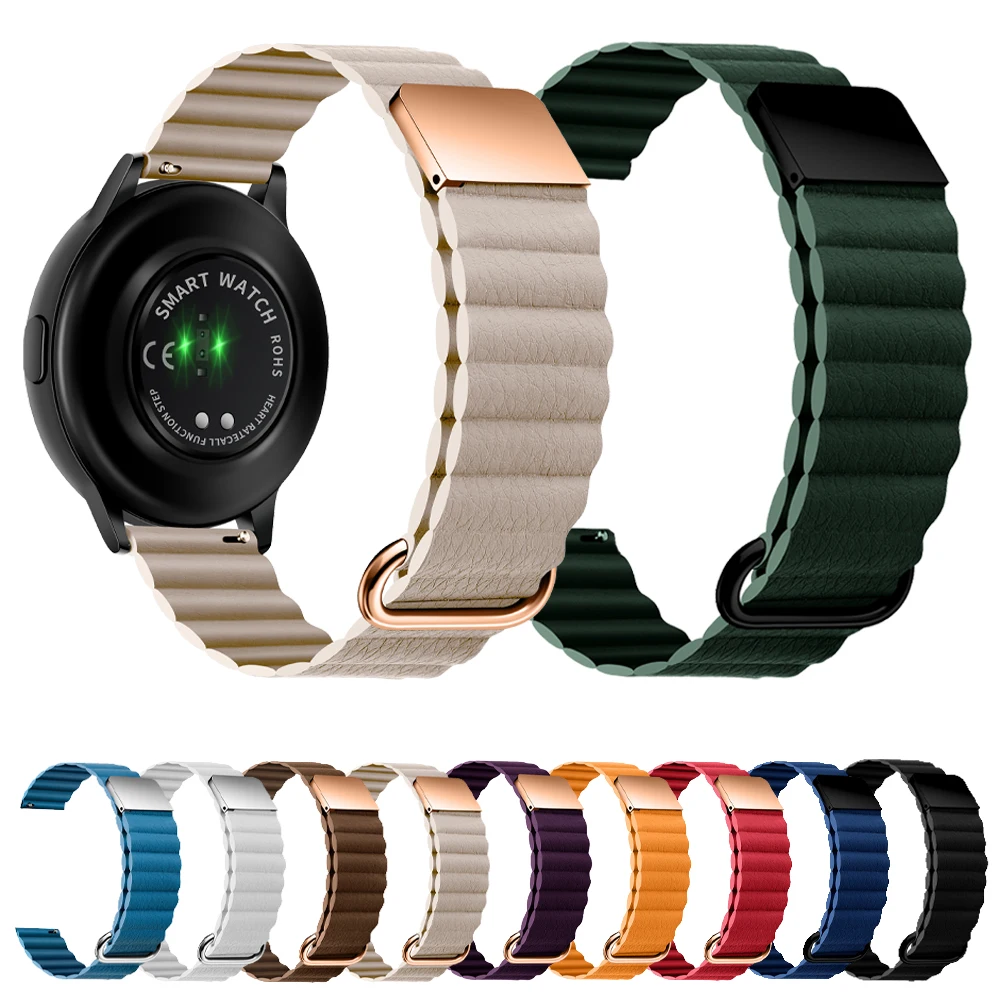 

Кожаный ремешок для Huami Amazfit GTR 3 Pro 2 2e 47 мм 42 мм магнитный ремешок Stratos GTS 2 Bip 20 мм 22 мм браслет из нержавеющей стали