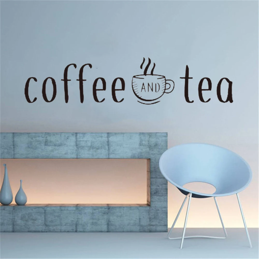 Coffee And Tea Wall Stickers Kitchen Decoration Wall Decals Home Kitchen Art Design Sticker Coffee Bar Quotes Sticker