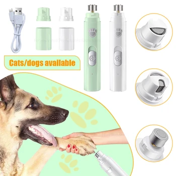 Electric Dog Nail Grinder – USB Rechargeable Pet Nail Clipper with Polisher Wheel for Safe & Painless Nail Trimming (Small & Large Pets) 1