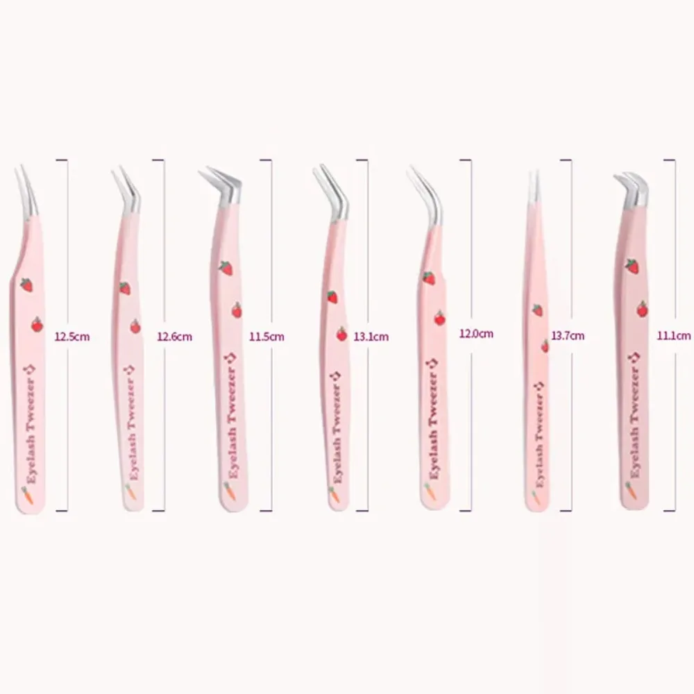 7가지 종류의 인조 속눈썹 핀셋 정전기 방지 핀셋 곡선형 스트립 3D 속눈썹 연장 핀셋 스테인리스 스틸 메이크업 도구