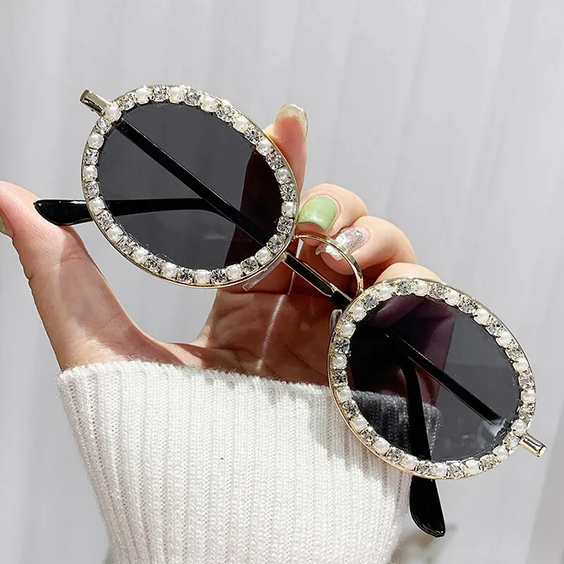 Large Frame Rhinestone Sunglasses UV Protection Crystal  display picture 1