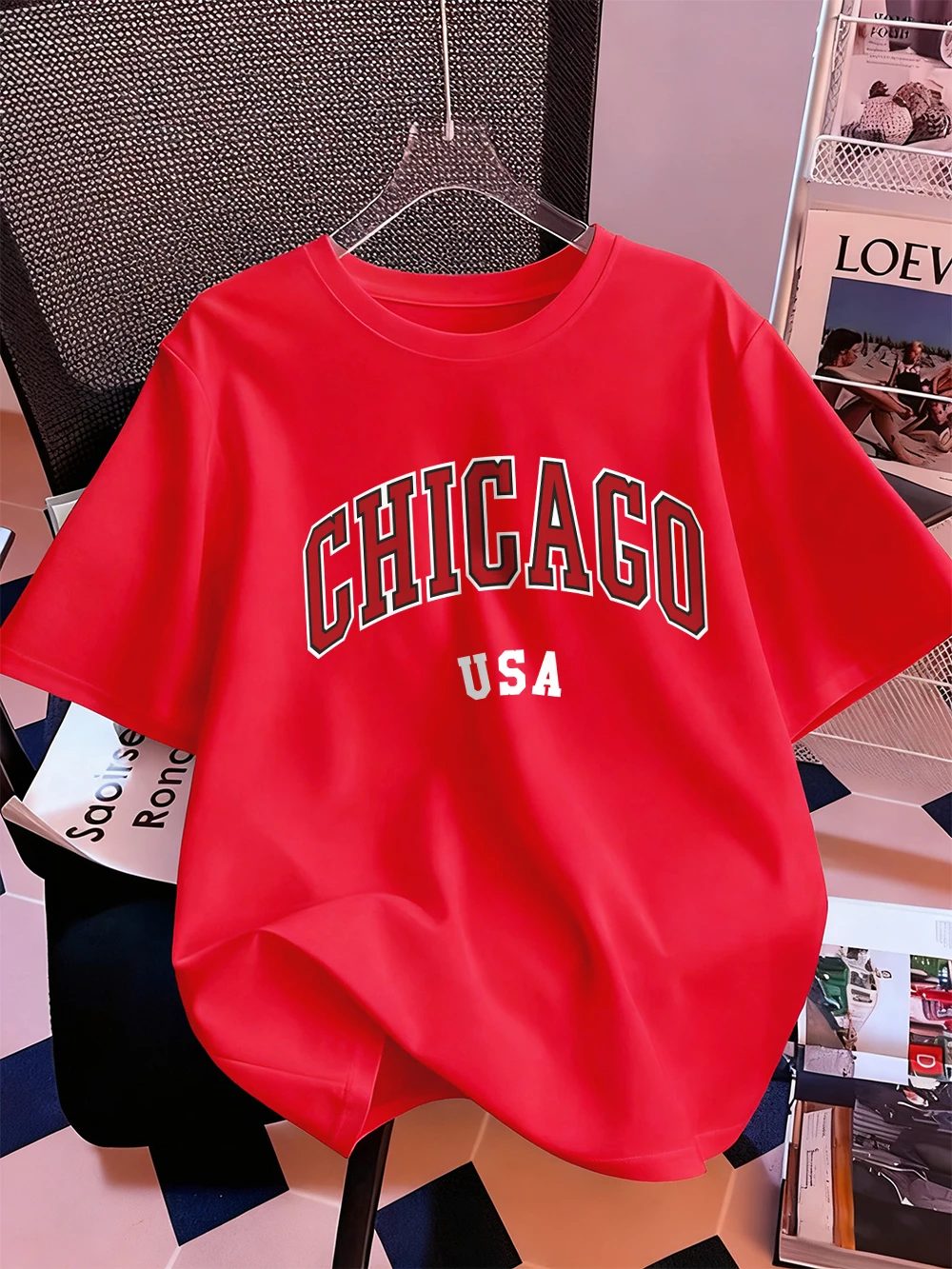 Chicago Usa Brief Druck T-Shirt Frauen Baumwolle Sommer Kurzarm Tops Bequeme Weiche Oansatz T Shirt Casual Womans Kleidung – Detail 21