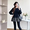 Plus Size Women's Hoodie for Spring Autumn Long Sleeve O-neck Plaid Ruffles Hem Patchwork Maternity A-line Sweatshirts Loose Top 2