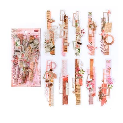 Vintage Long Strip Sticker Pack - Decorative Scrapbooking & Handmade Junk Journal Supplies (20 pcs) (D)