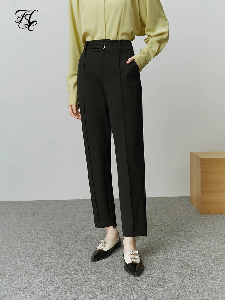 

FSLE Nine Points High Waist Suit Pants Women Casual Commuter Office Lady Straight Cylinder Thin Autumn 2022 Female Trousers