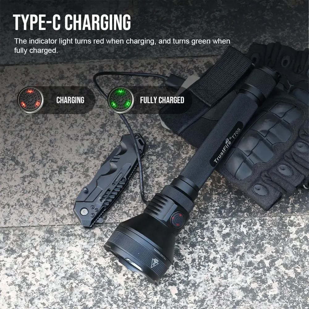 Professional Hunting Flashlight 2350Lumens Rechargeable LED Torch by TrustFire with 2x18650 Battery for Tactical Camping