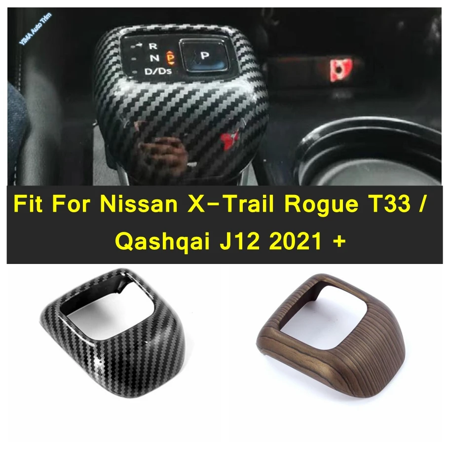 

Carbon Fiber Style Accessories For Nissan X-Trail Rogue T33 / Qashqai J12 2021 - 2023 Car Gear Head Shift Knob Handle Cover Trim