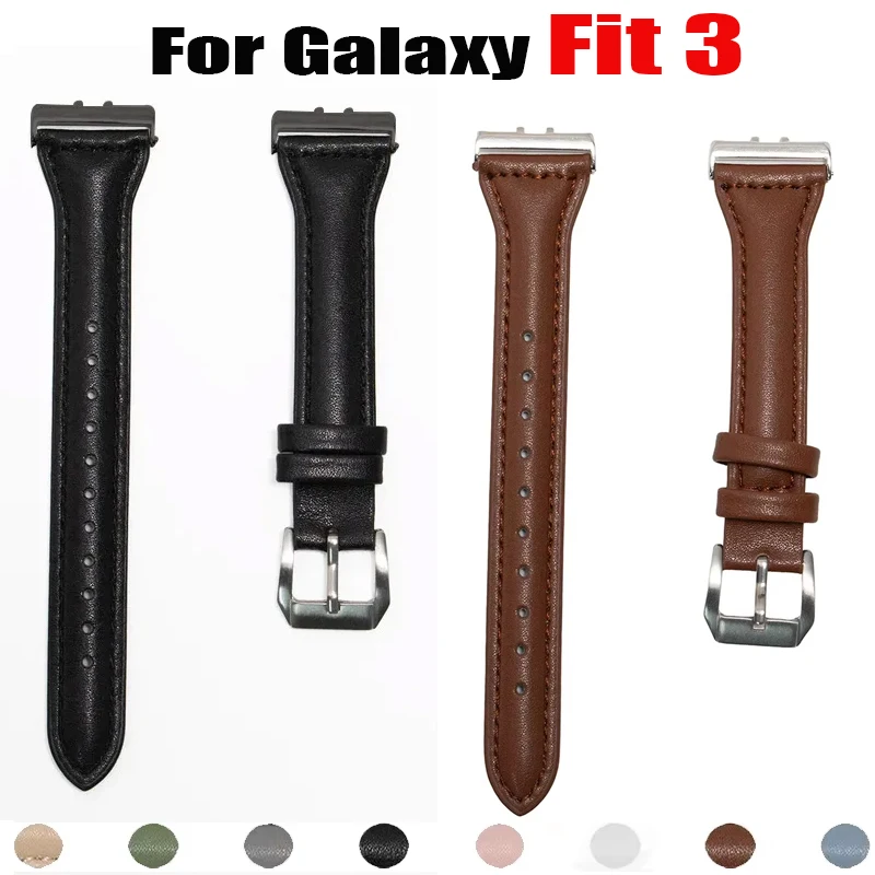 Elegant Slim Leather Strap for Samsung Galaxy Fit 3 - Stylish Smartwatch Wristband for Women