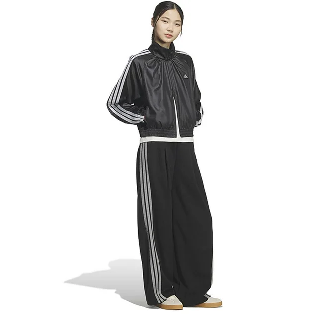Nouvelle veste coupe-vent Adidas pour femme 2026, noire et argentée, tissée, coupe ample, décontractée, sportive, KS0039 1
