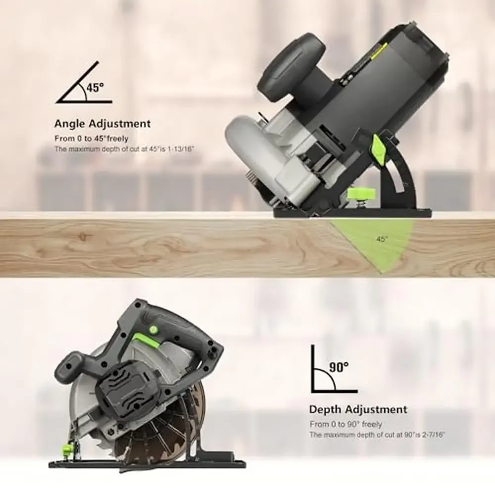 Adjustable Cutting Depth Circular Saw 6000RPM 7-1/4 Inch Blade Safety Design Scale Ruler Rip Guide woodworking tools woodworking table saw circular saw disc