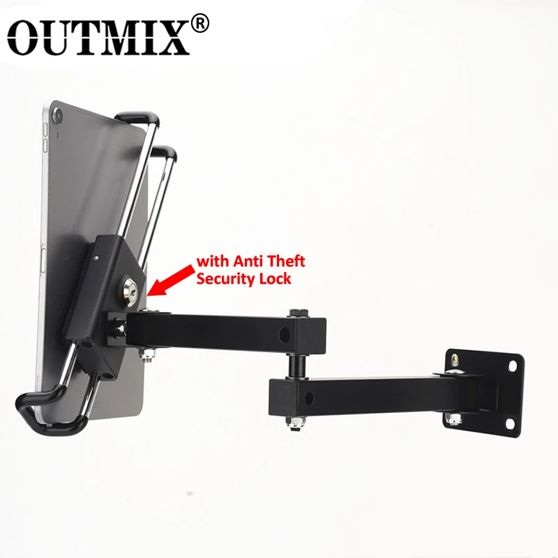 Wall Mount Tablet Suporte para Ipad Stretchable Wall Holder Anti Theft Bloqueio de Segurança Metal Ajustável 713