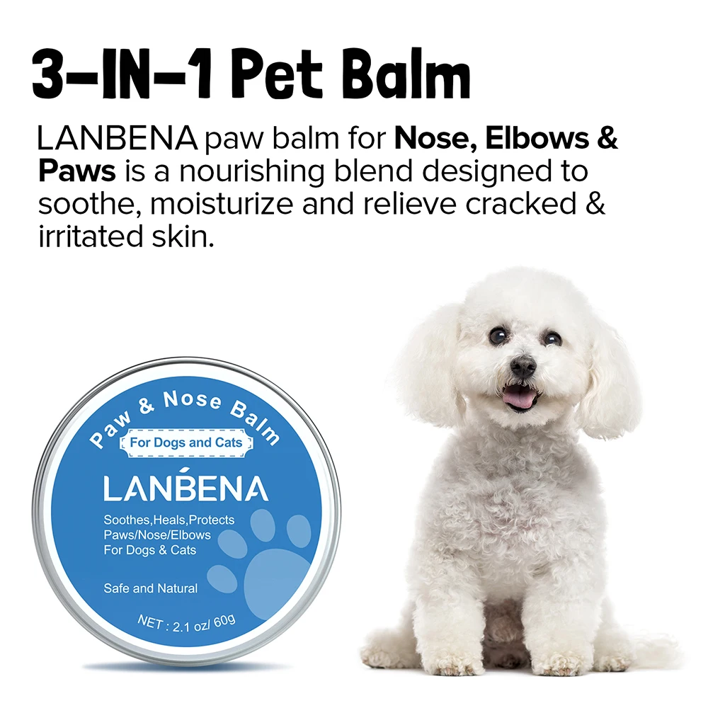 LANBENA 3-in-1 Pet Lotion Nose Elbow & Paws Nourishes And Moisturizes Skin Care To Relieve Dry Skin Smooth And Natural 60g