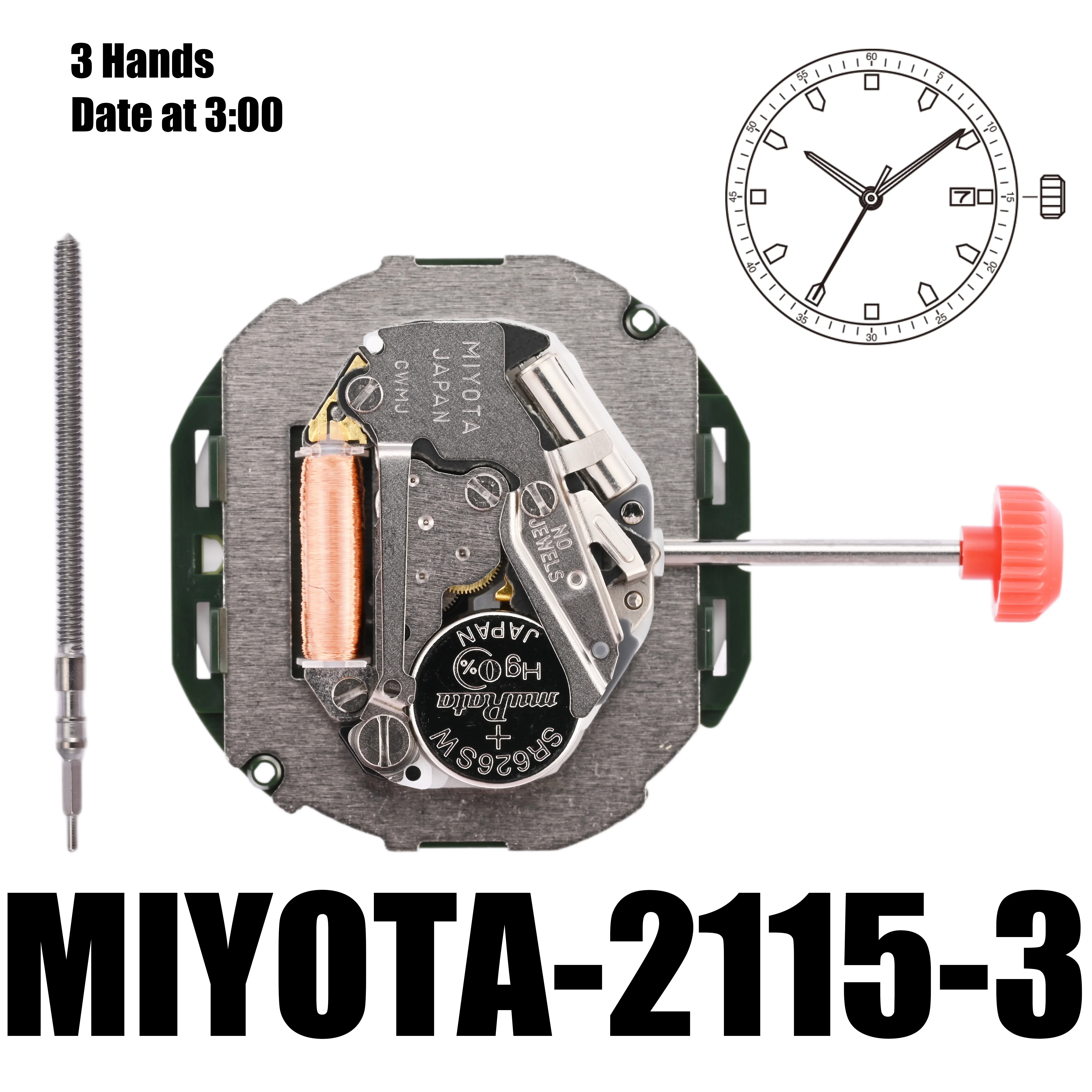 Quartz Watch Movement Miyota 2115 Japona 2115-3 With Date Display Calendar Japan Watch Parts Repair Accessories