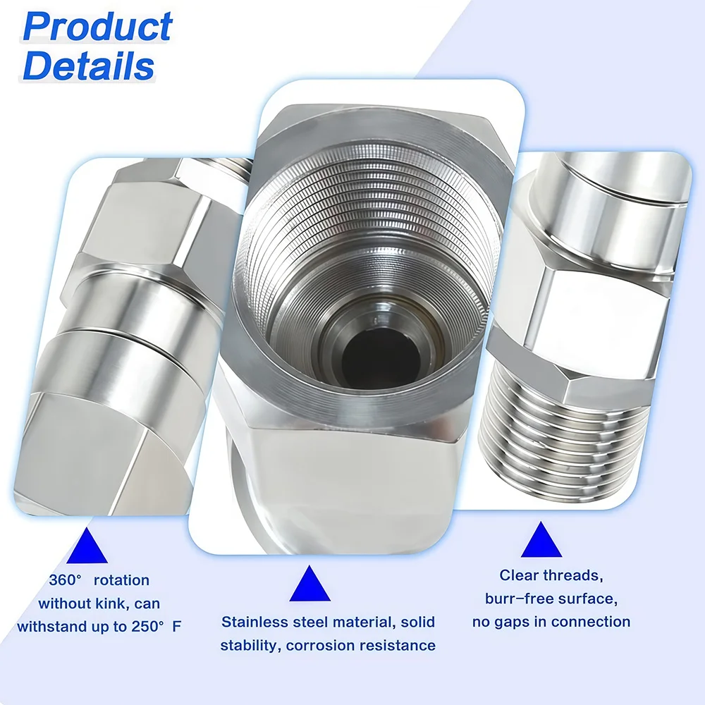 3/8′′&1/4′′ NPT Hochdruckreiniger-Drehgelenk 4500 PSI 360-Grad-Drehanschluss Anti-Tangle-Schlauchanschlüsse für Autowäsche – Detail 5